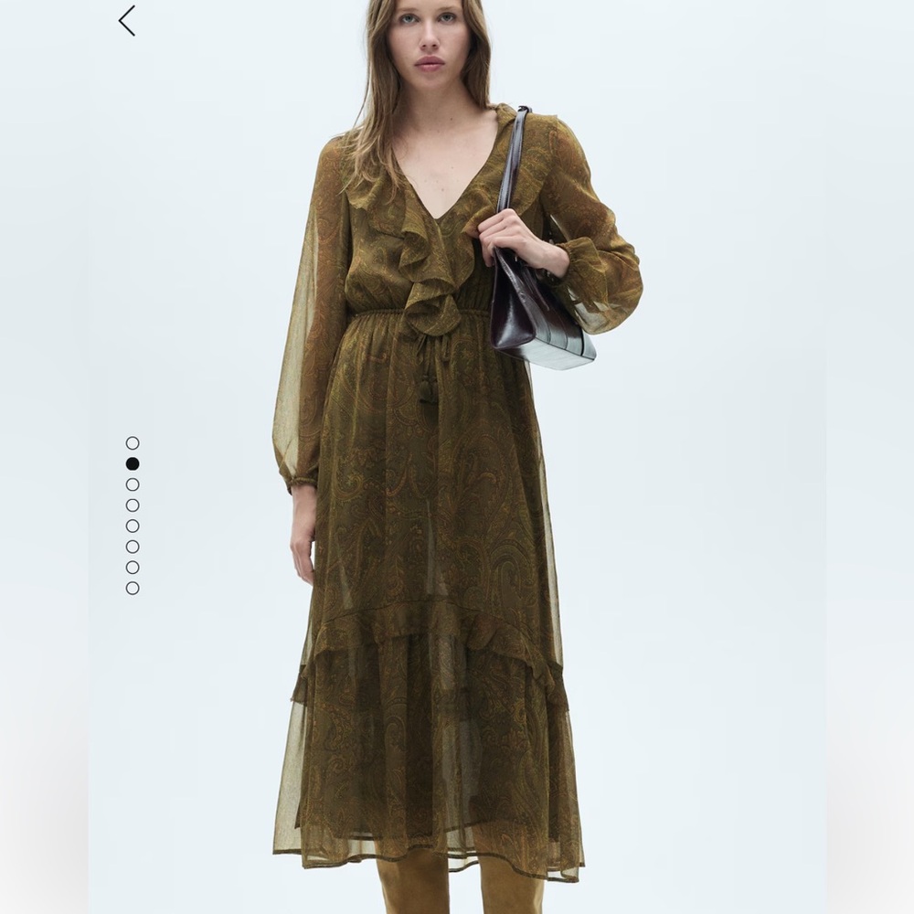 Mango Ruffled paisley-print dress